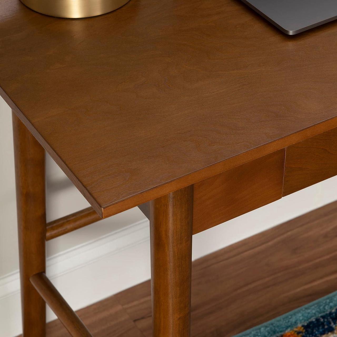 Alt view image 6 of 7 - Linon Melissa Mid-Century Walnut Desk, 42" W x 19" D x 30" H