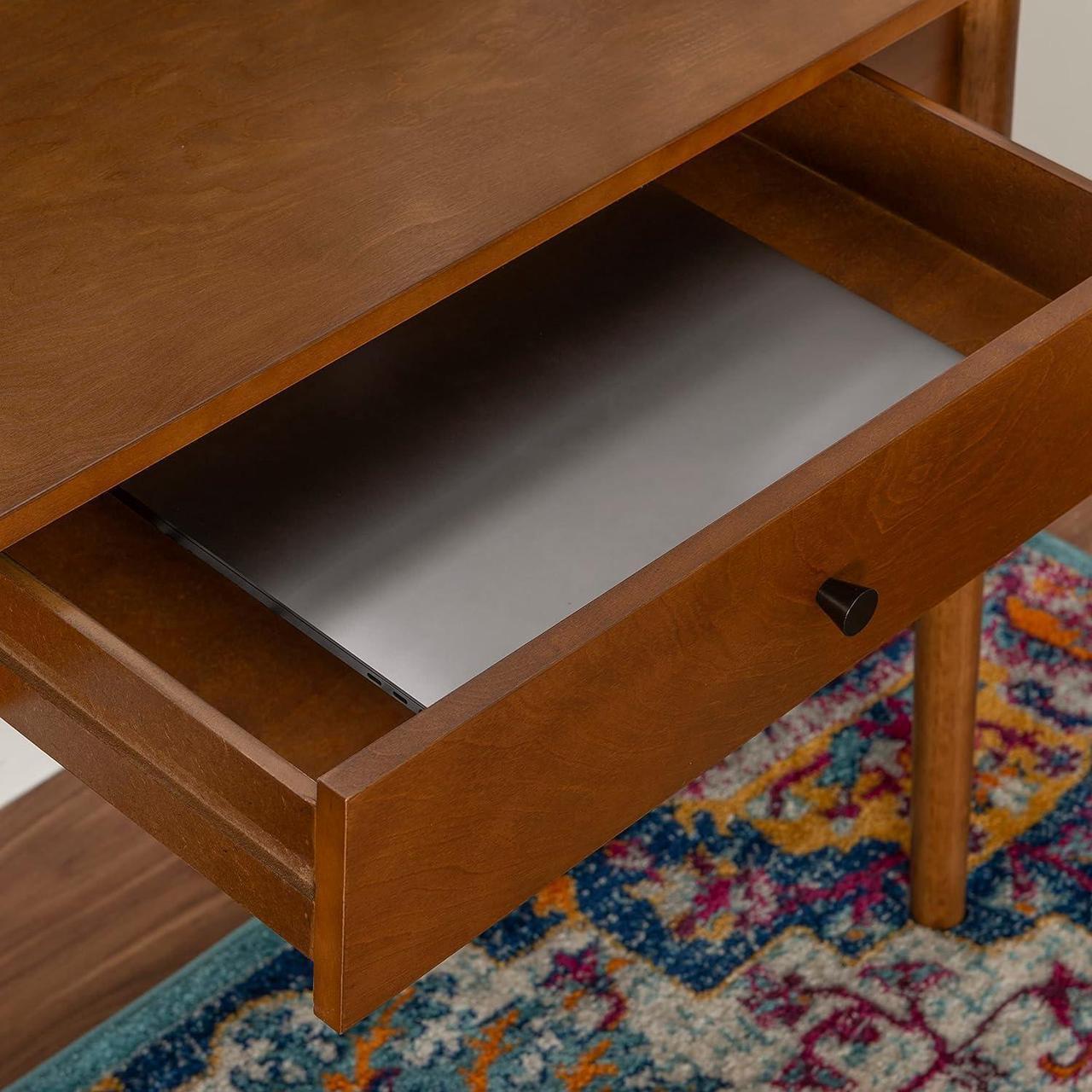 Alt view image 7 of 7 - Linon Melissa Mid-Century Walnut Desk, 42" W x 19" D x 30" H