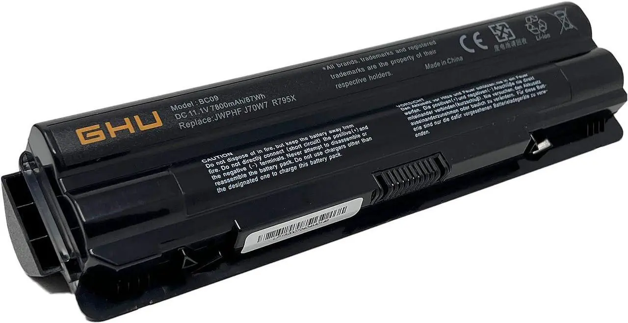 Alt view image 2 of 6 - GHU New Battery 87 Wh 9-Cell JWPHF R795x Compatible with Dell XPS Laptops 14 L401x 15 L502X L501X 17 L702X L701X 61YD0 P/N P11f 312-1123 312-1127 453-10186 J70W7 WHXY3 7800mah Batteries 11.1V