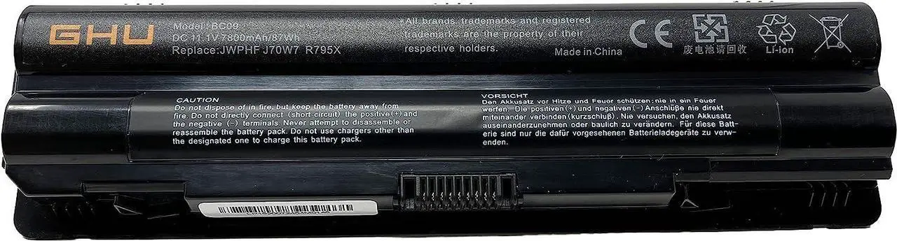 Alt view image 5 of 6 - GHU New Battery 87 Wh 9-Cell JWPHF R795x Compatible with Dell XPS Laptops 14 L401x 15 L502X L501X 17 L702X L701X 61YD0 P/N P11f 312-1123 312-1127 453-10186 J70W7 WHXY3 7800mah Batteries 11.1V