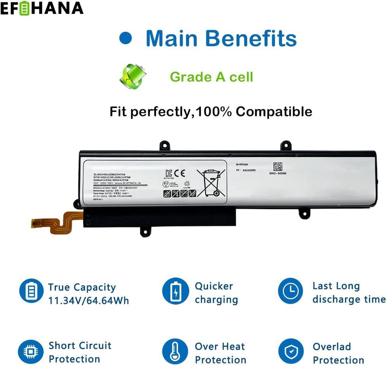 Alt view image 3 of 5 - EB-BT670ABA Laptop Battery for Samsung Galaxy View 18.4" SM-T670 Series Notebook EB-BT670ABE AA2GA26BS AA2GC05BS AA2GB07BS AA2GB07B AA1G907KS 11.34V 64.64Wh 5700mAh