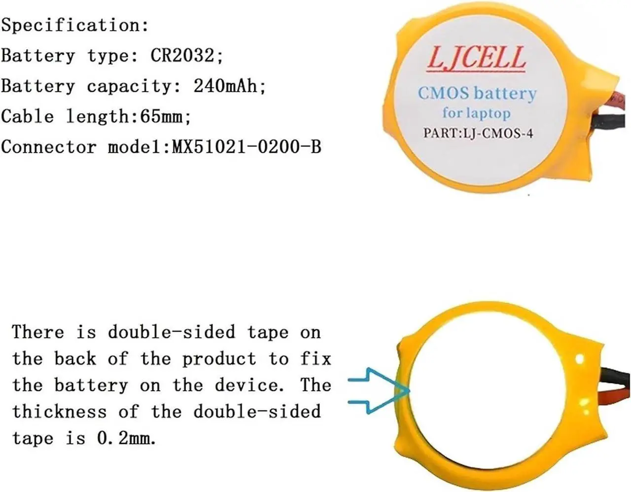 Alt view image 4 of 6 - 3PCS CMOS Battery for DELL Latitude E5440 E5450 E6440 E6420 E7440 E7240 Alienware M11x R1 R2 Area-51 M9700 M9750 Laptop BIOS RTC CR2032 Battery with 2 Wire and Connector