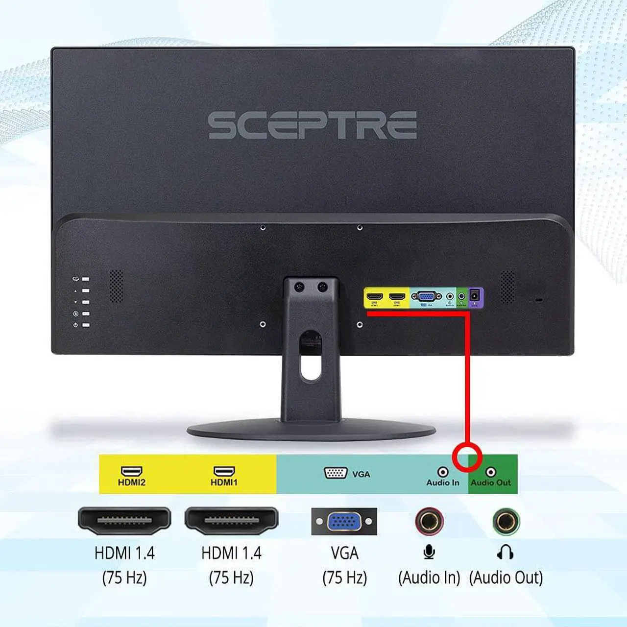 Alt view image 6 of 6 - Sceptre 20" 1600x900 75Hz Ultra Thin LED Monitor 2x HDMI VGA Built-in Speakers, Machine Black Wide Viewing Angle 170° (Horizontal) / 160° (Vertical)