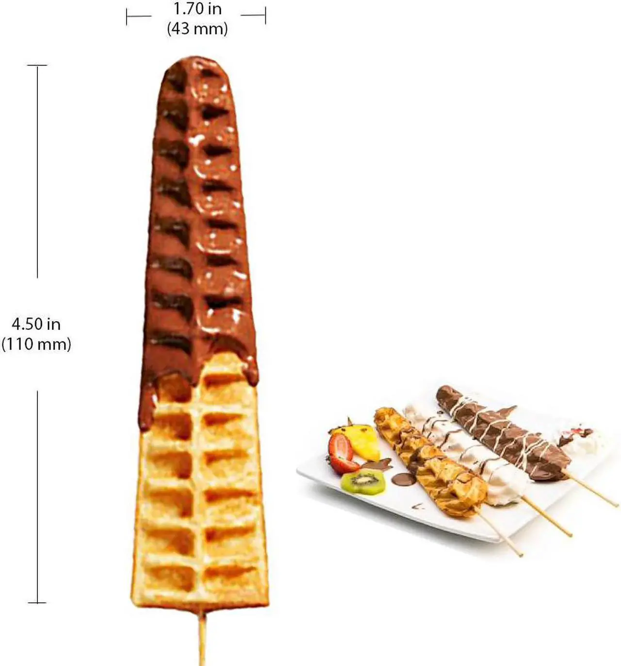 Alt view image 3 of 7 - AP-503 Stick Waffle Maker | Professional Stainless Steel Waffle Iron | 6 Small Stick Waffles