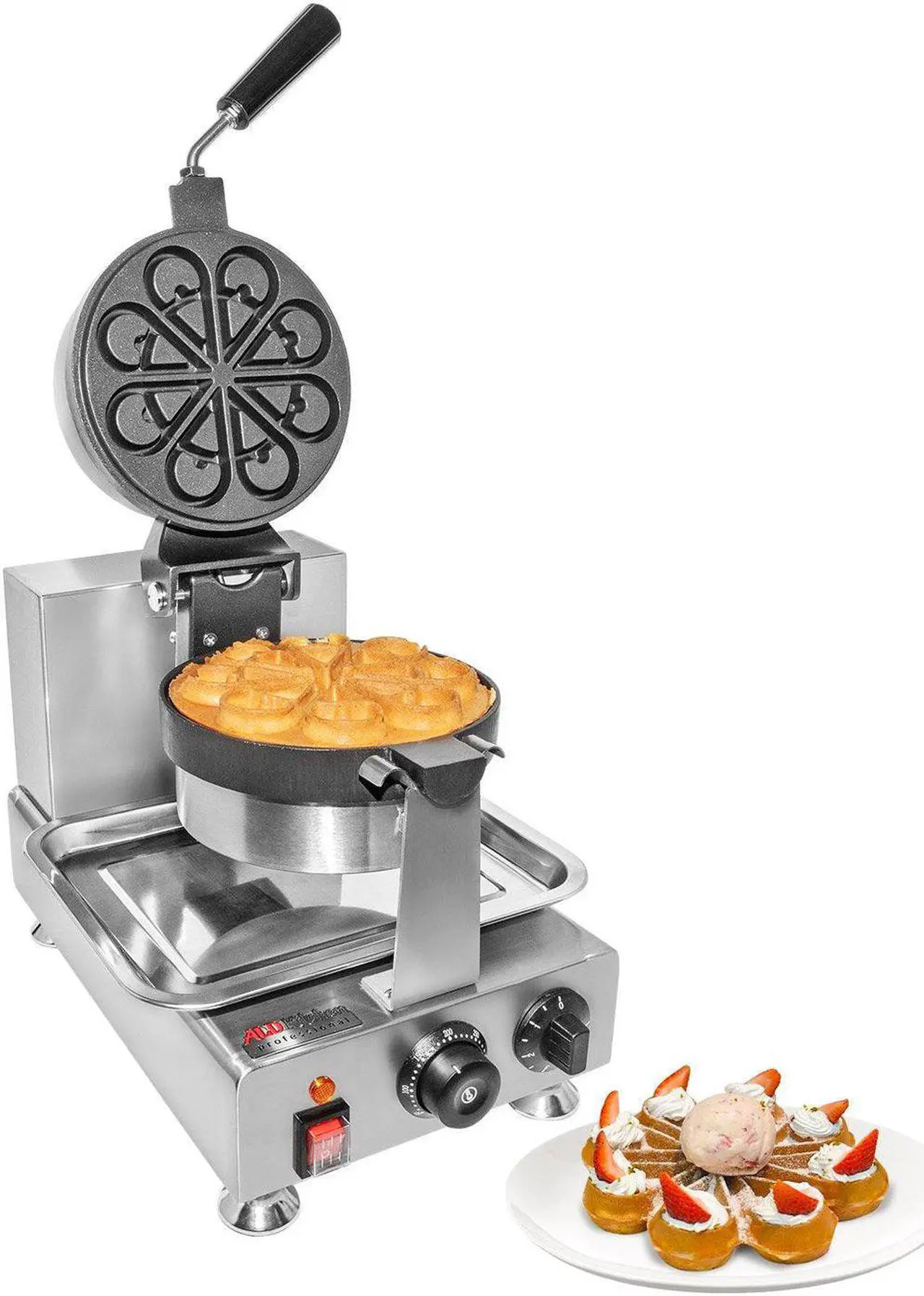 Main image of AP-593 Rotating Waffle Maker | Flower Petals Shape Waffles | Electric Belgian Waffle Iron | Stainless Steel