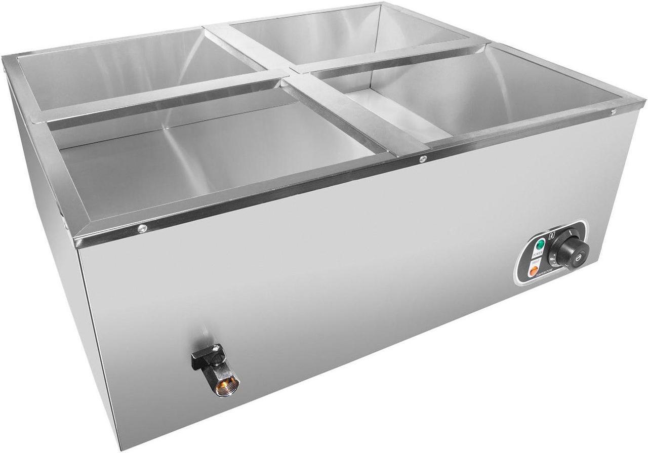 Alt view image 4 of 7 - ALDKitchen Bain Marie Steam Warmer | Electric Buffet Food Warmer | Stainless Steel | 4 Tanks | 110V