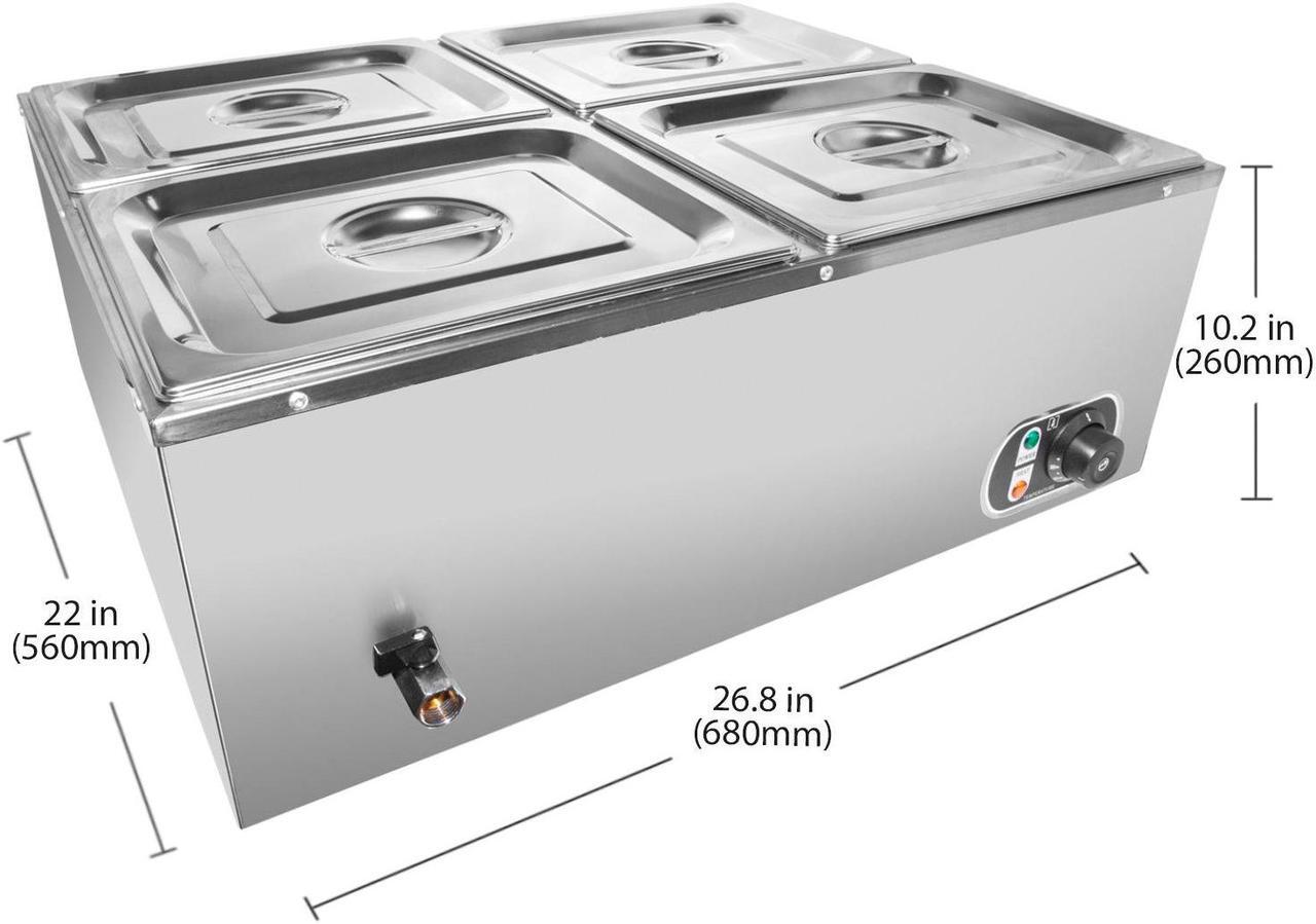 Alt view image 2 of 7 - ALDKitchen Bain Marie Steam Warmer | Electric Buffet Food Warmer | Stainless Steel | 4 Tanks | 110V