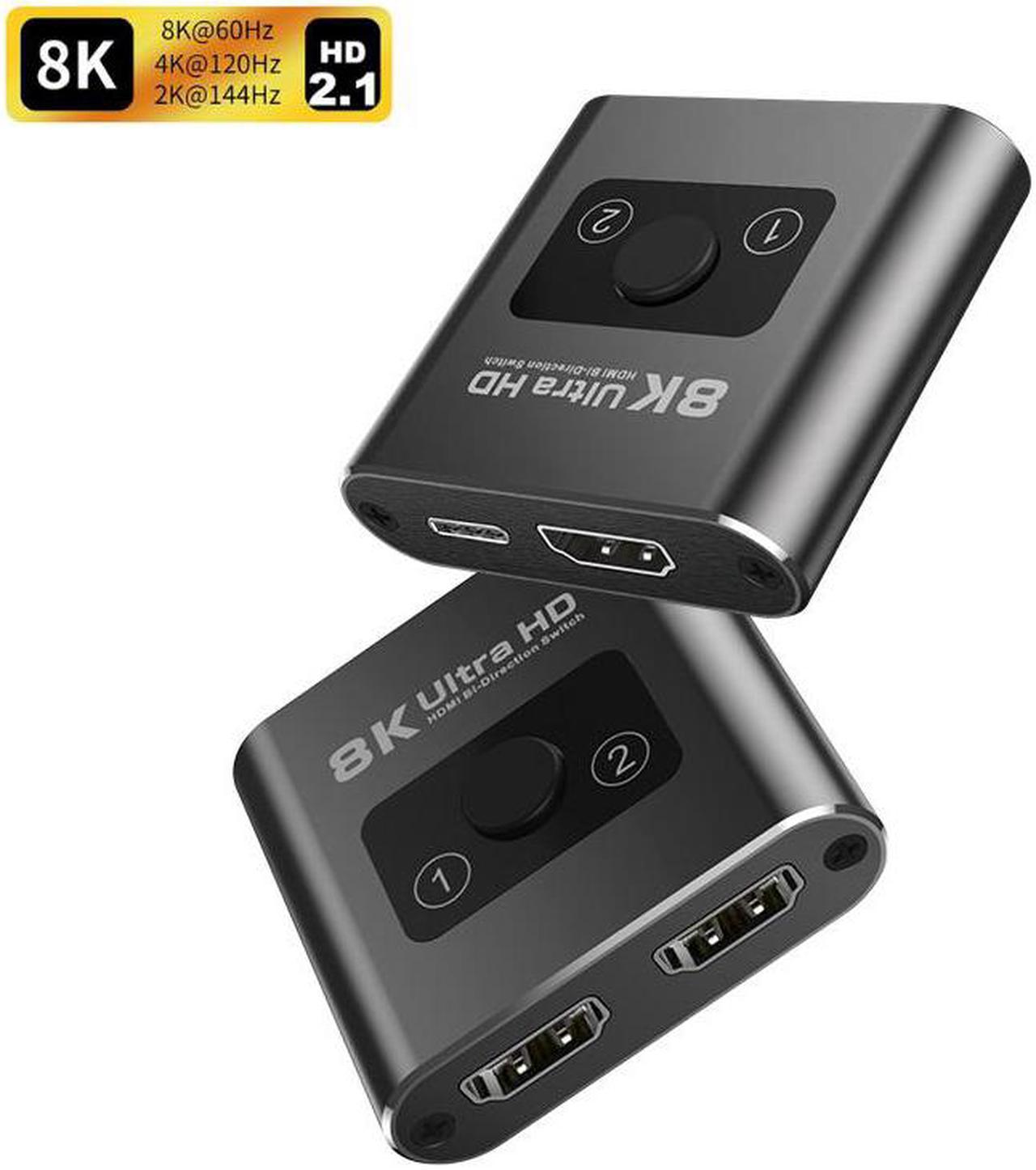 HDMI 8K@60Hz 2x1 Bi-Direction HDMI 2.1 Switcher Adapter 4K@120Hz 1x2 Converter Splitter for PS4 Xbox Switch Accessories