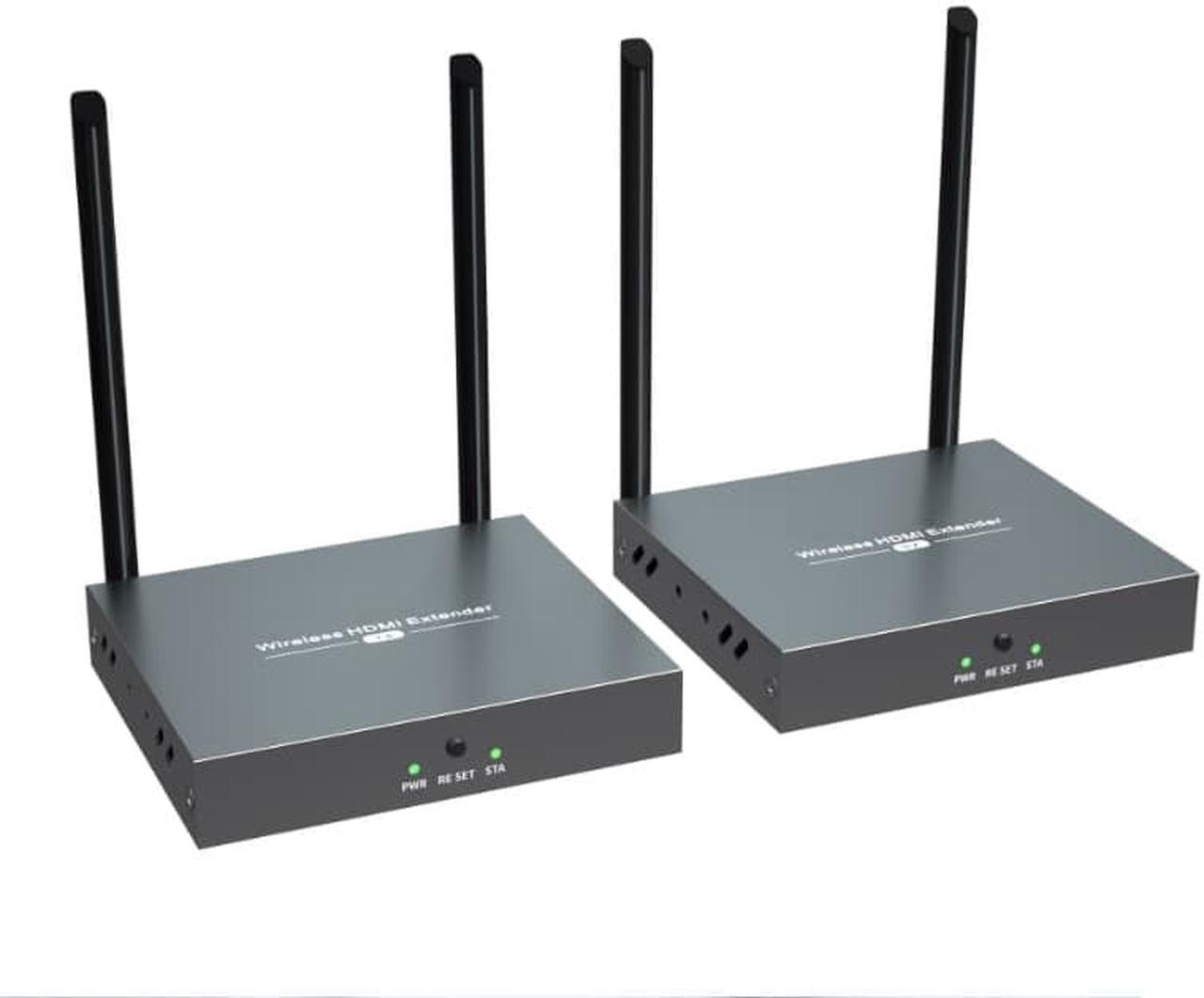 Alt view image 2 of 7 - (1 SENDER and 4 RECEIVERS Kit) Up to 656Ft,H.264 Wireless 1080P@60Hz Video Extender with Local Pass-through HDMI Loop-out Transmitter 4 Receivers Kit 200m with IR remote