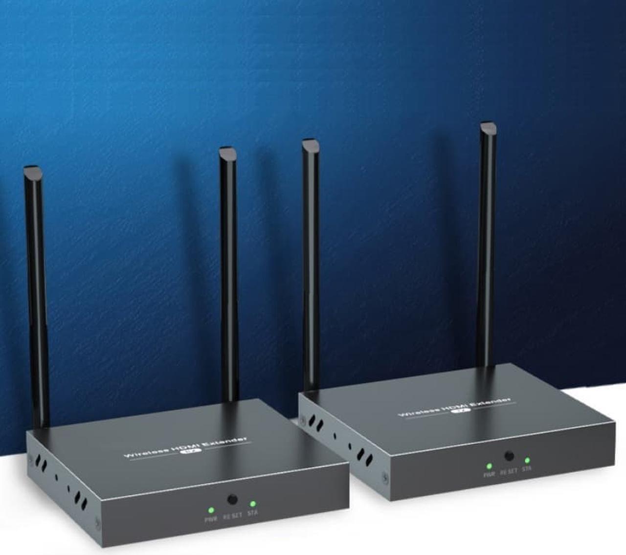 Alt view image 3 of 7 - (1 SENDER and 4 RECEIVERS Kit) Up to 656Ft,H.264 Wireless 1080P@60Hz Video Extender with Local Pass-through HDMI Loop-out Transmitter 4 Receivers Kit 200m with IR remote