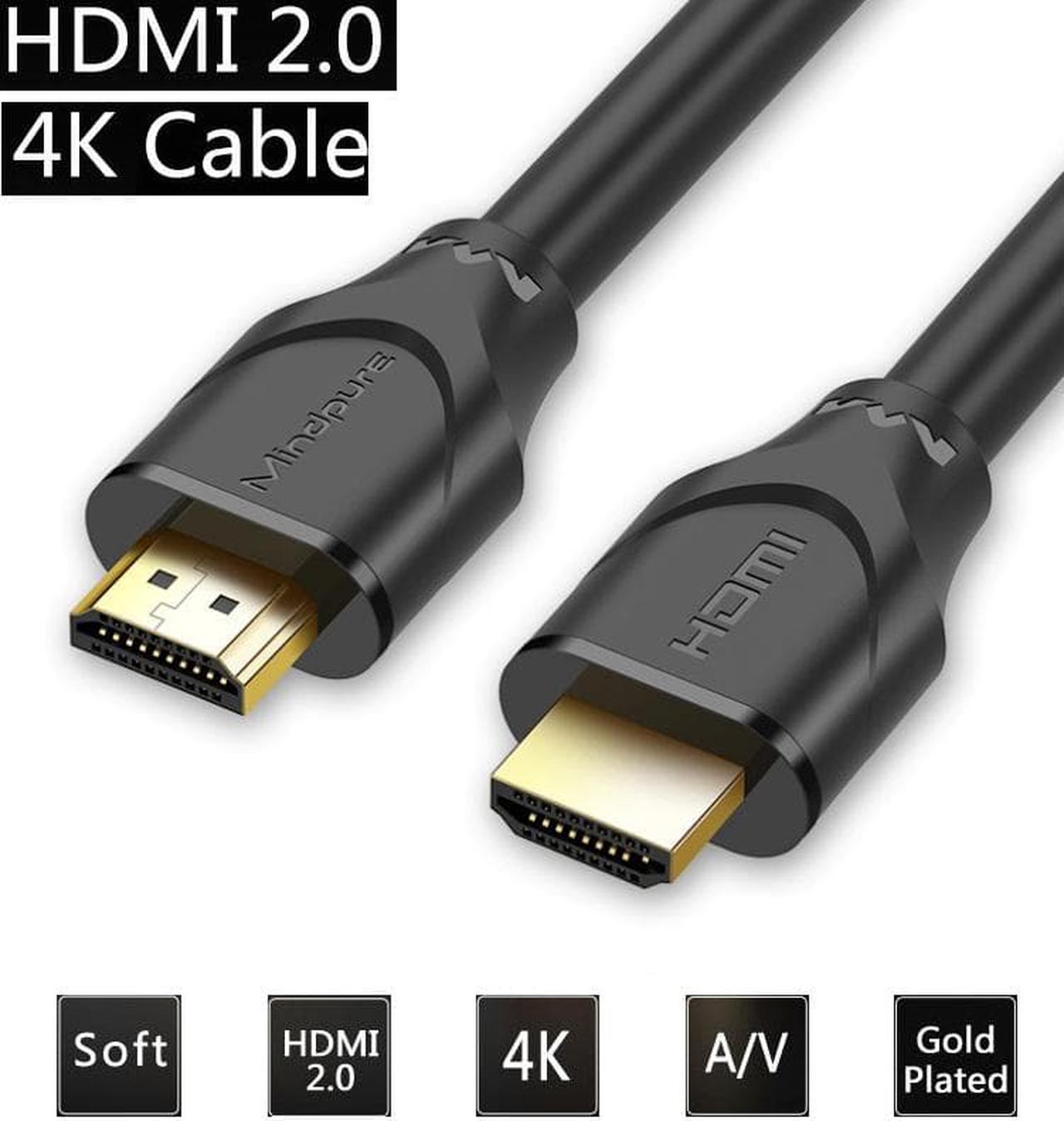 4K HDMI2.0 Male to Male Cable, Support 4K@60Hz, ARC, HDR, 18Gbps, 3D, Ethernet, Ultra High Speed 1M HDMI Cable, Compatible with TV, Blu-Ray, Projector, Soundbar, Sky, PC, Laptop