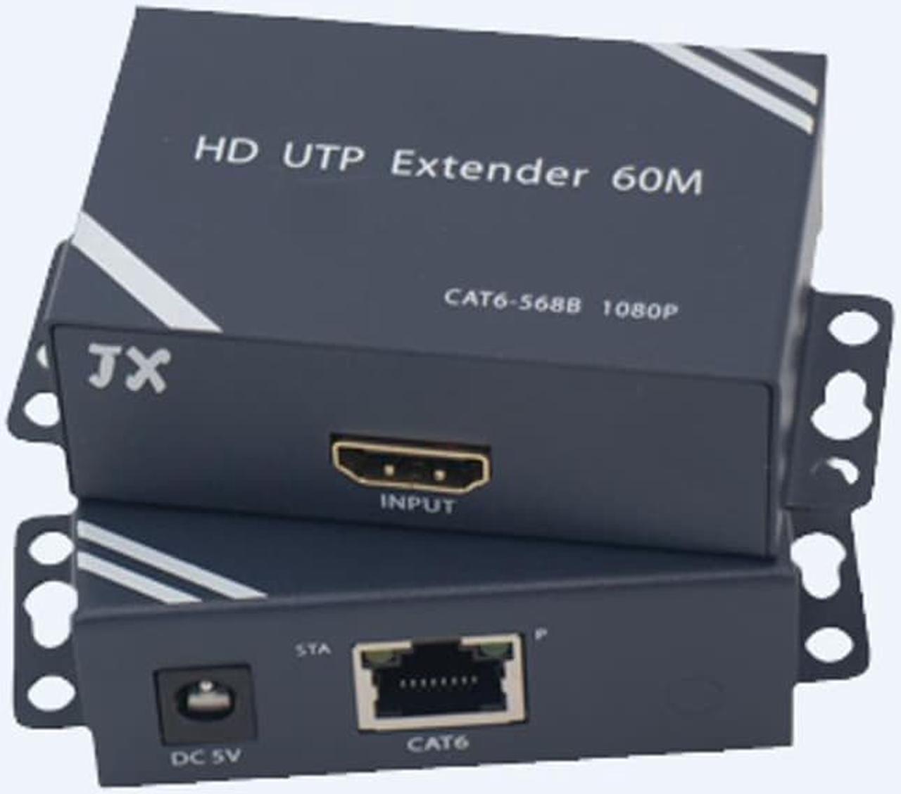 197Ft / 60M POC HDMI Extender 1080P@60Hz Transmitter and Receiver kit with RJ45 LAN Interface CAT6 Signal Network Cable Repeater Video Audio For HDTV DVD PS3 Projector