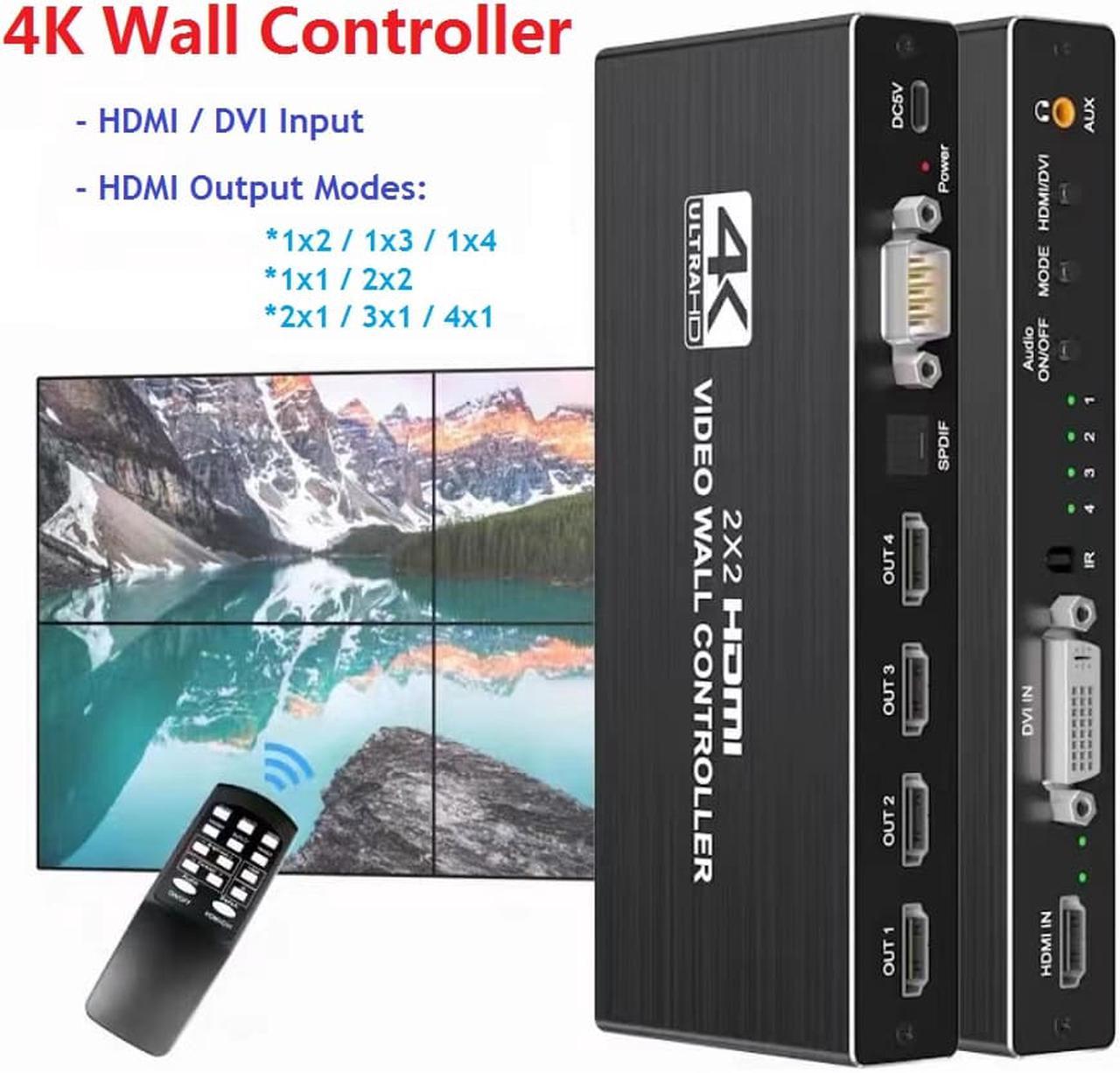 4K HDMI Video Wall Controller 2x2 HDMI DVI Video Wall Processor 1x2 1x4 1x3 2x1 3x1 4x1 Multi Video Screen Processor Splicer