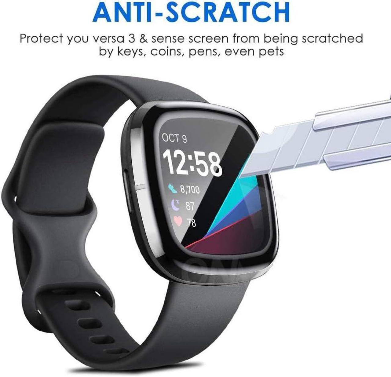 Alt view image 4 of 7 - Wasserstein Screen Protector for Fitbit Sense, Versa 3, and Versa 4 - Made for Fitbit - Clear, Flexible TPU Film Cover Compatible with Fitbit Sense, Versa 3, and Versa 4 (Transparent - 3 Pack)