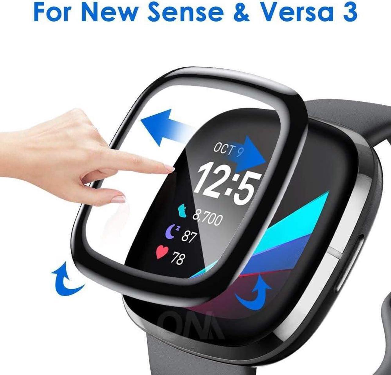 Alt view image 3 of 7 - Wasserstein Screen Protector for Fitbit Sense, Versa 3, and Versa 4 - Made for Fitbit - Clear, Flexible TPU Film Cover Compatible with Fitbit Sense, Versa 3, and Versa 4 (Transparent - 3 Pack)