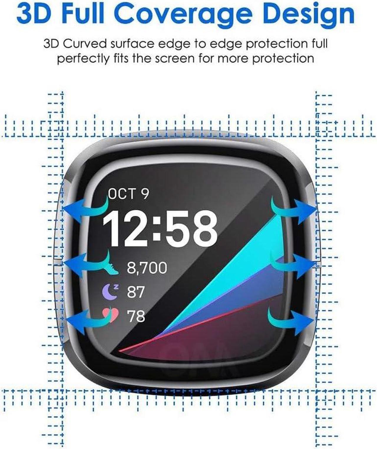 Alt view image 5 of 7 - Wasserstein Screen Protector for Fitbit Sense, Versa 3, and Versa 4 - Made for Fitbit - Clear, Flexible TPU Film Cover Compatible with Fitbit Sense, Versa 3, and Versa 4 (Transparent - 3 Pack)
