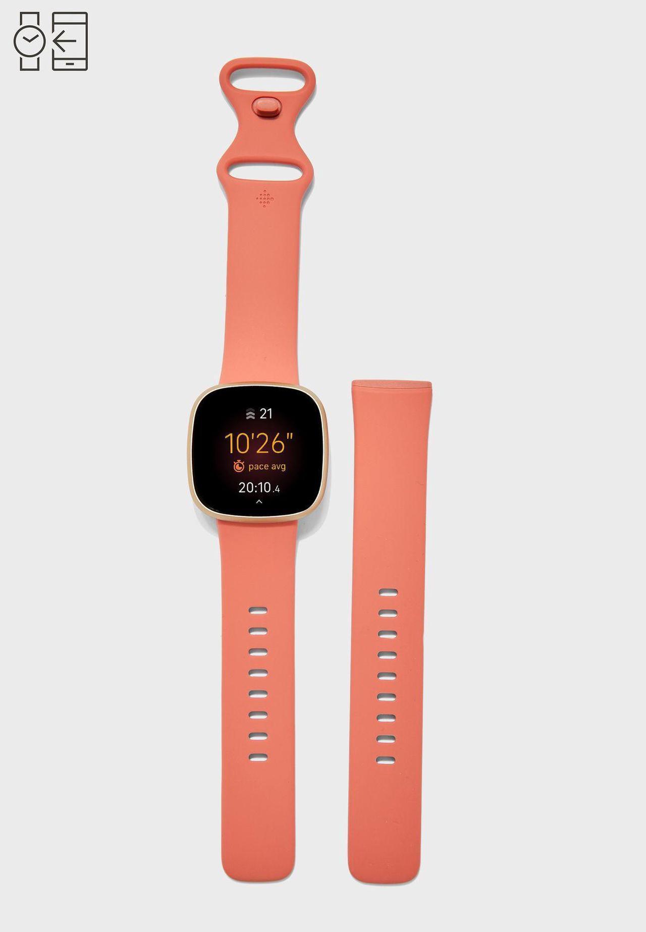Alt view image 3 of 7 - Fitbit Versa 3 Wifi + Bluetooth Smartwatch - Pink Clay / Soft Gold Aluminium