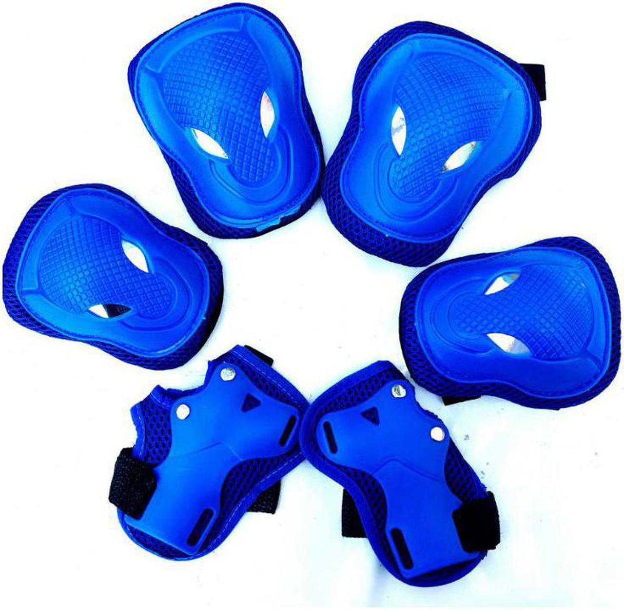 Children's roller skating gear 6 sets cycling skateboard skating knee and elbow protection kit Blue