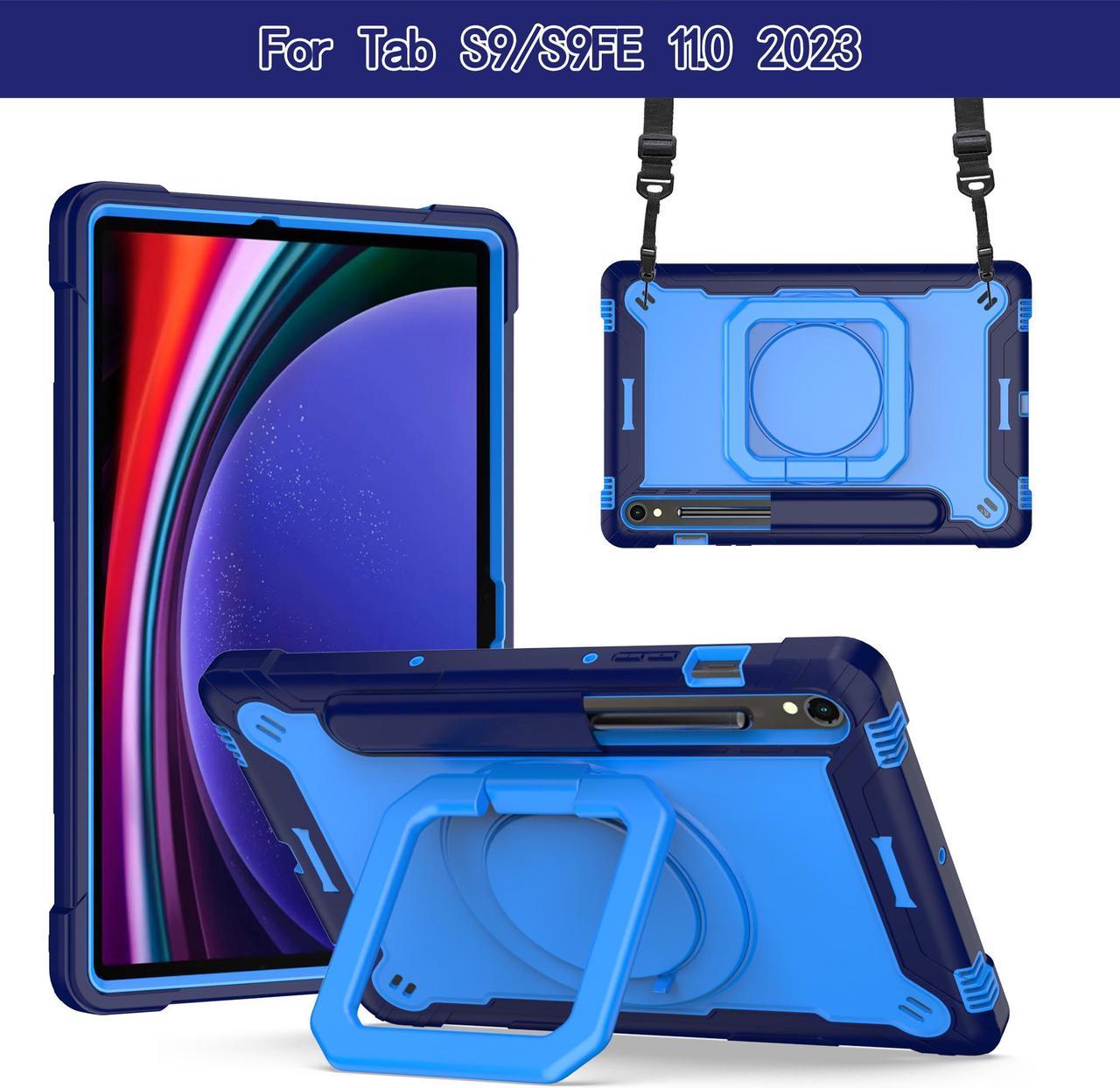 NEW Fashion Protective Case Holder Stander Case for Samsung Galaxy Tab S9 (11inch) SM-X710/SM-X716 / Samsung Galaxy Tab S9 FE (10,9inch) X718U (Blue)