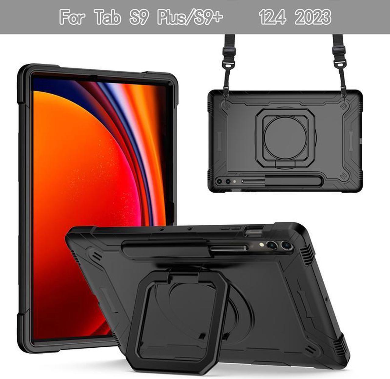 NEW Fashion Protective Back Cover Case for Samsung Galaxy Tab S9+ / For Samsung Galaxy Tab S9 Plus SM-X810 / SM-X816B / For Galaxy Tab S9 FE+ (S9 FE Plus) / SM-X818U (12.4inch) (Black)