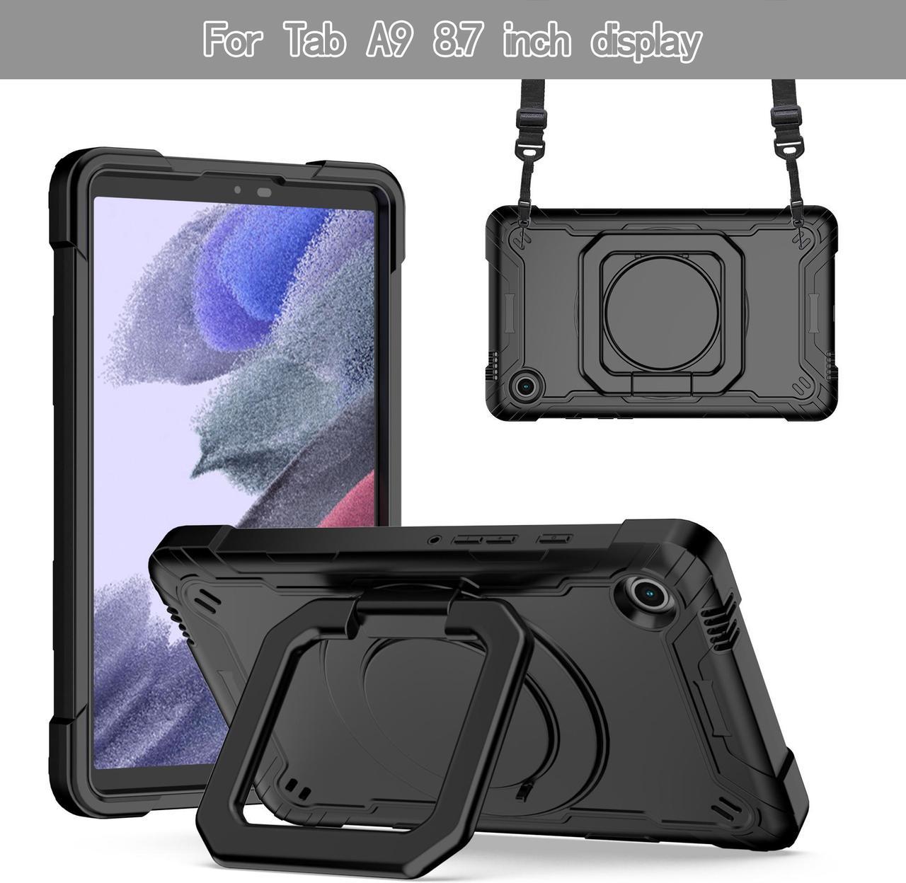 NEW Fashion Protective Back Cover Stander Case for Samsung Galaxy Tab A9 / SM-X110 / SM-X115 / SM-X117 (8.7inch) (Black)