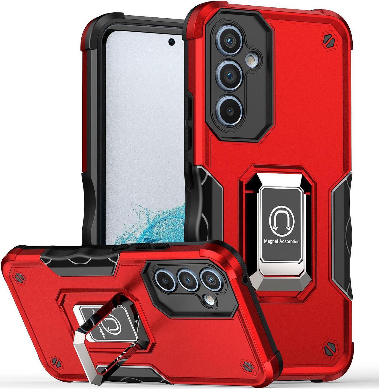 Fashion Case with Holder Back Cover Stander Shockproof Case For Galaxy S24 Plus (Galaxy S24+) (Red)