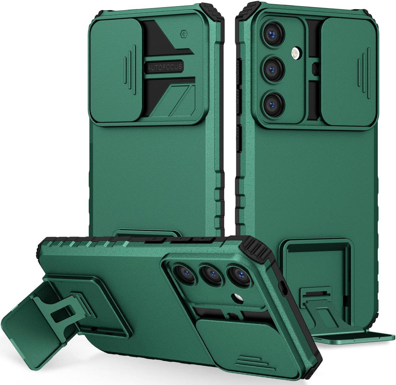 New Fashion Back Cover with Stander Case For Samsung Galaxy S24 Plus (Dark Green)