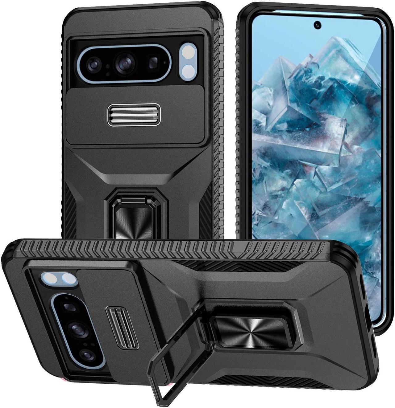 New Fashion Case with Stander Shockproof Case For Google Pixel 8 Pro Case for Pixel 8 Pro (Black)