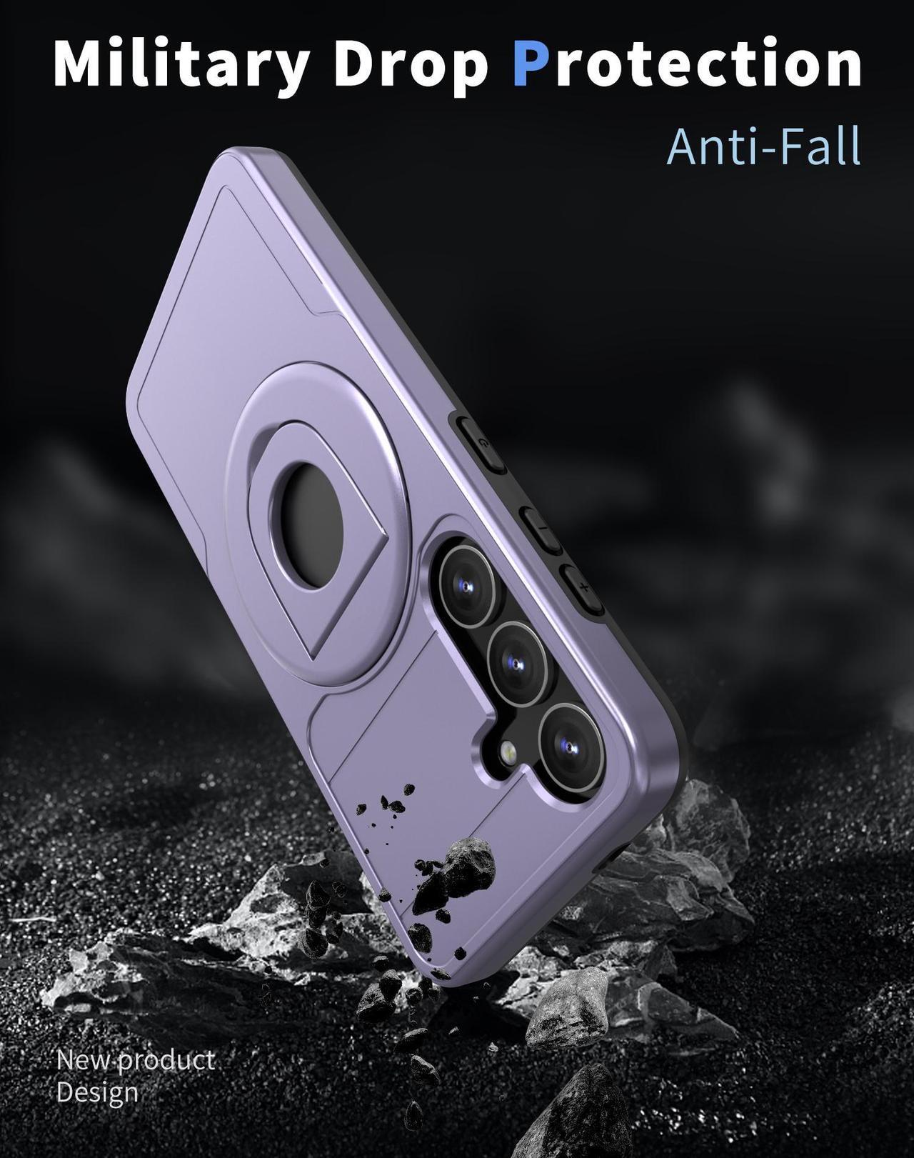 Alt view image 4 of 7 - Fashion Case with Stander magsafe-compatible Wireless Charging Case For Samsung Galaxy S24+ For Galaxy S24 Plus (Purple)