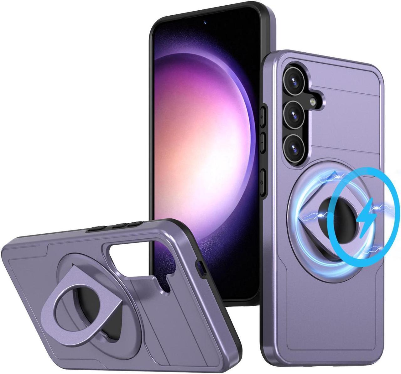 Main image of Fashion Case with Stander magsafe-compatible Wireless Charging Case For Samsung Galaxy S24+ For Galaxy S24 Plus (Purple)