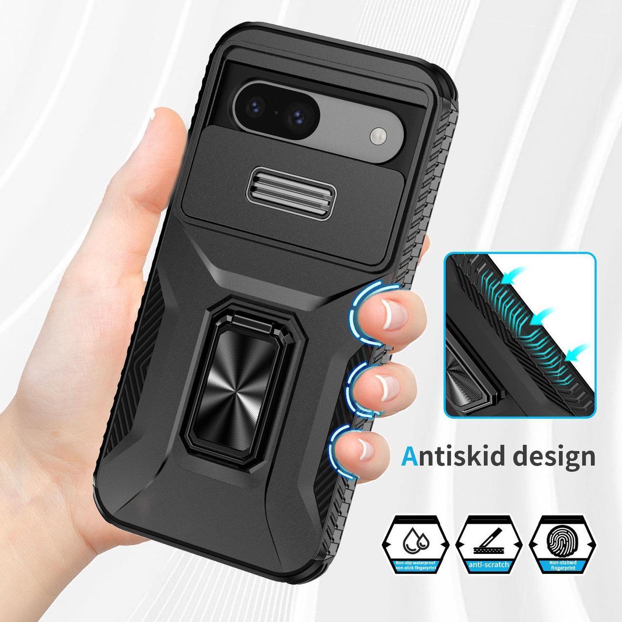 Alt view image 2 of 7 - New Fashion Case with Stander Shockproof Case For Google Pixel 8A Case for Pixel 8A (Black)