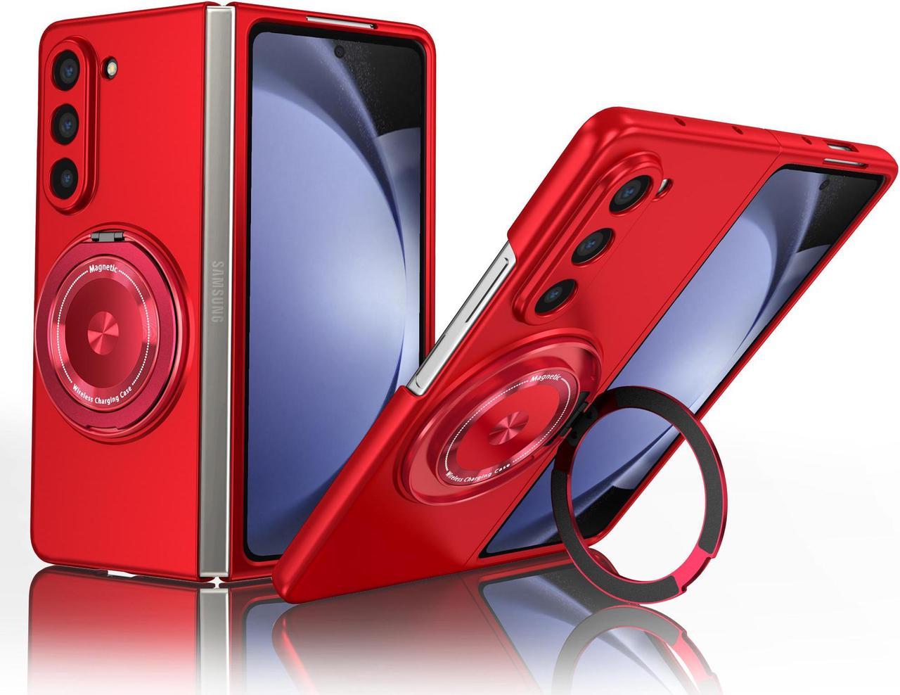 NEW Fashion Cover with Stander Luxury Case For Samsung Galaxy Z Fold5 (Red)