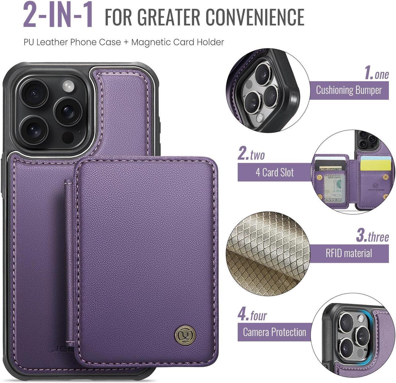 TYJKeJi Case With Card Holder Cover Detachable Case For iPhone 13 Pro Max (Purple)