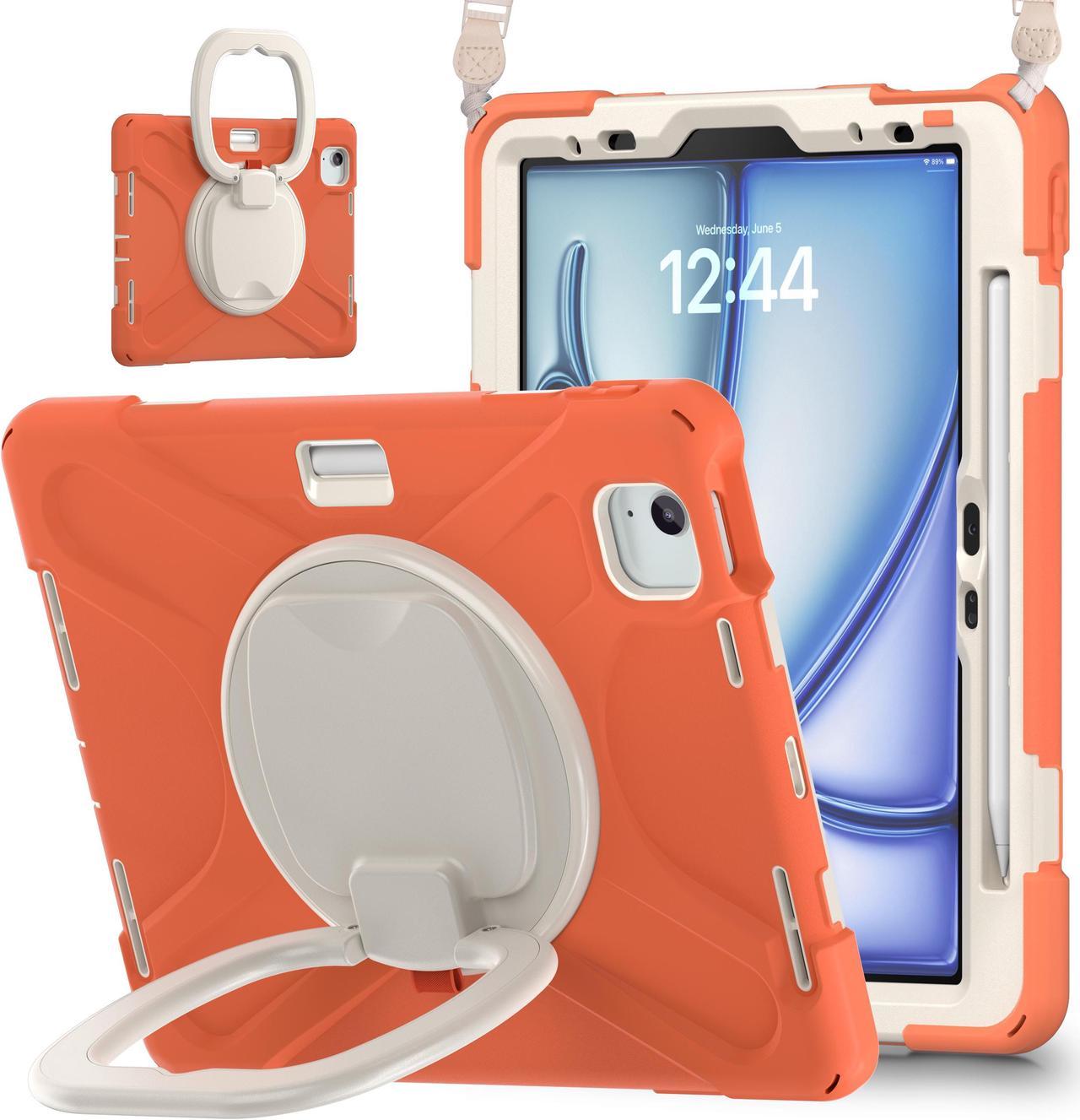 TYJKeJi Case Fashion Protective Case with Stander Case for iPad Air 11 Inch 2024 (Orange)