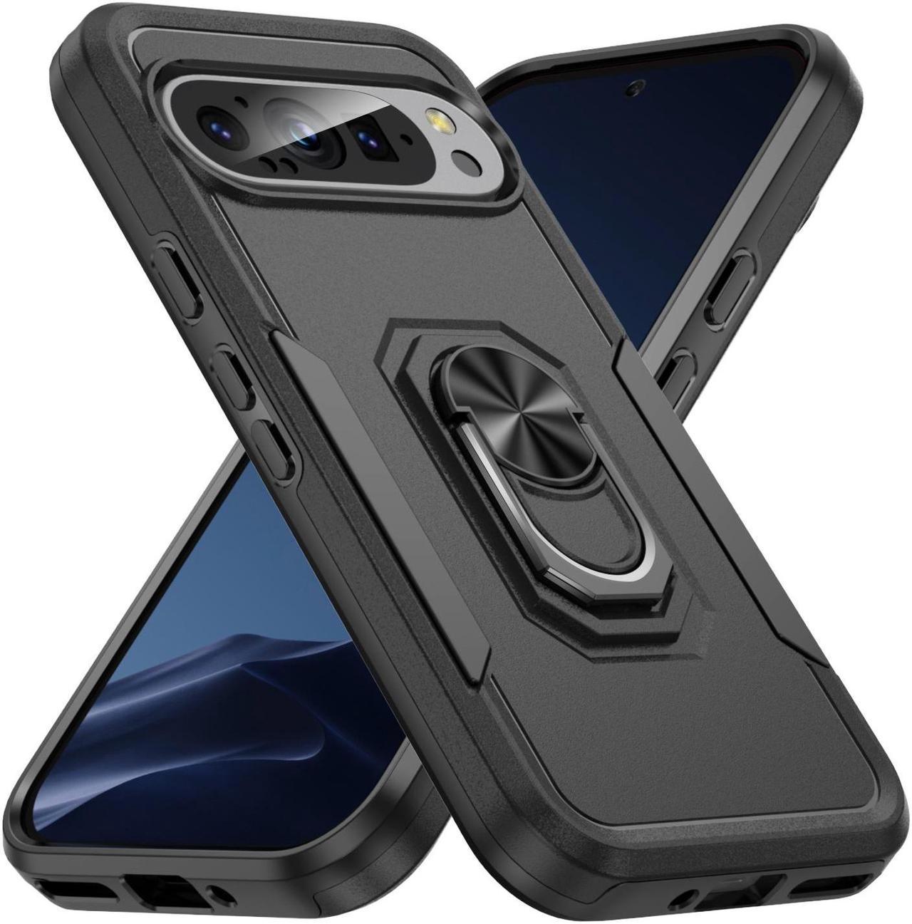 TYJKeJi Case with Stander Fashion Cover KickStand Case For Google Pixel 9 (6.3inch) / For Google Pixel 9 Pro (6.3inch) (Black)