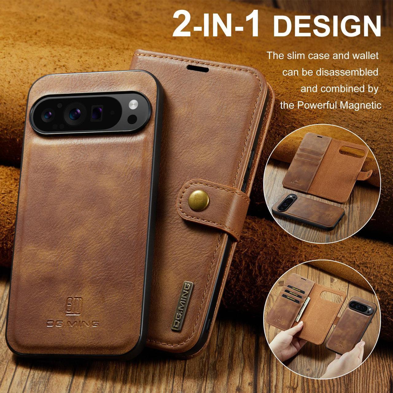 TYJKeJi Case with Card Holder Fashion Cover Flip Case For Google Pixel 9 Pro XL (6.8inch) (Brown)