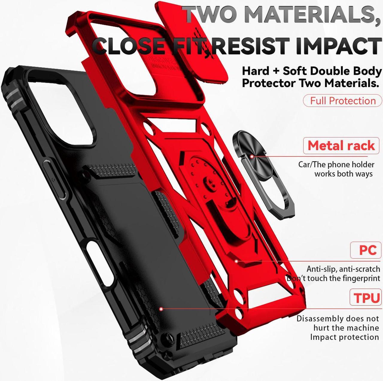 Alt view image 7 of 7 - TYJKeJi Case with Stander Fashion Cover KickStand Case For iPhone 16 (6.1inch) (Red)