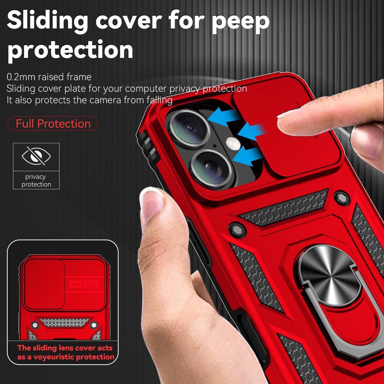 Alt view image 3 of 7 - TYJKeJi Case with Stander Fashion Cover KickStand Case For iPhone 16 (6.1inch) (Red)