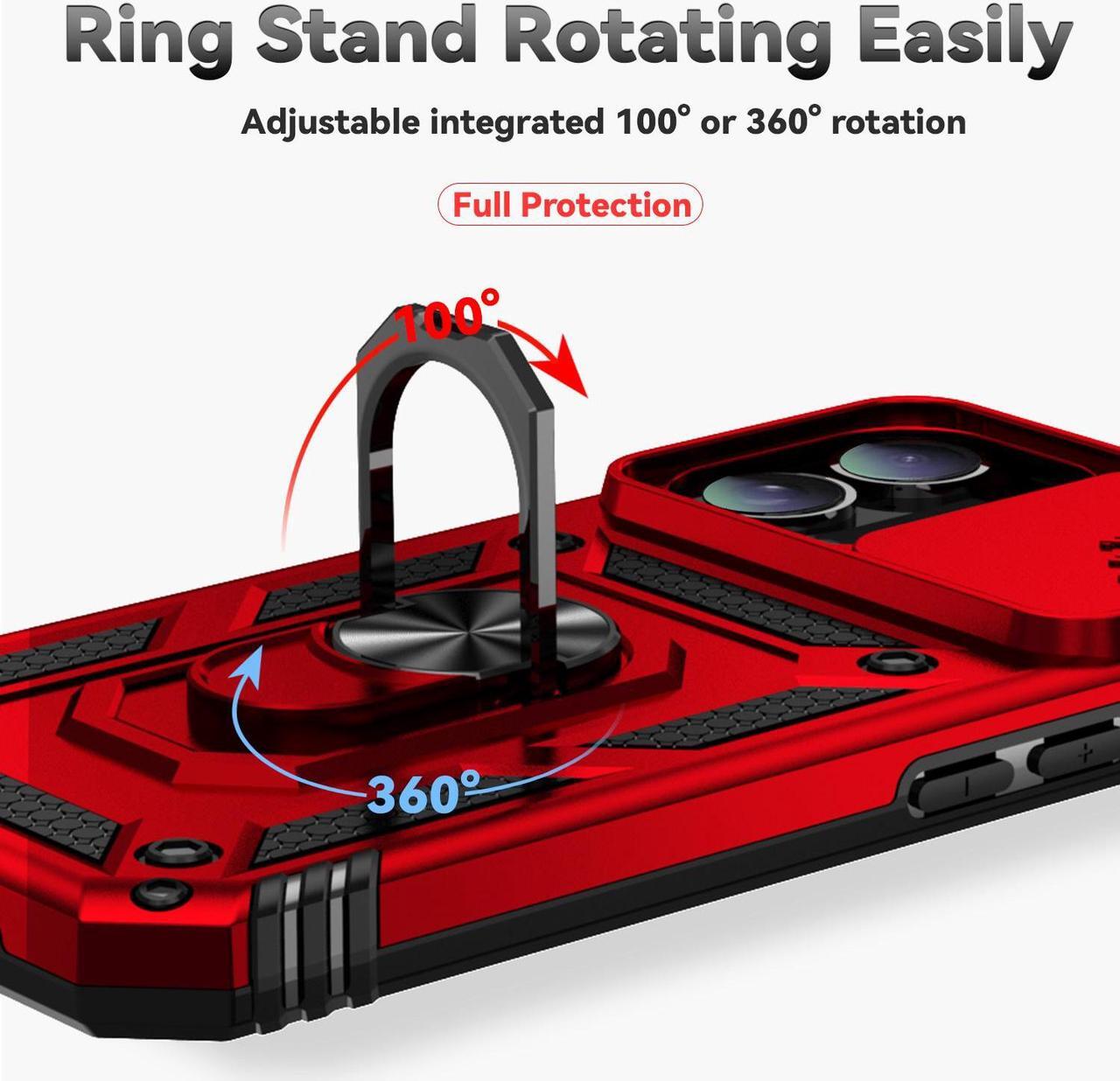 Alt view image 6 of 7 - TYJKeJi Case with Stander Fashion Cover KickStand Case For iPhone 16 (6.1inch) (Red)