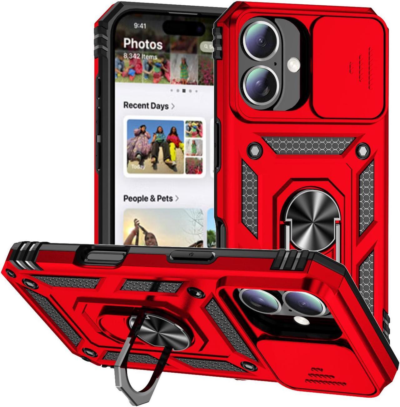 Main image of TYJKeJi Case with Stander Fashion Cover KickStand Case For iPhone 16 (6.1inch) (Red)
