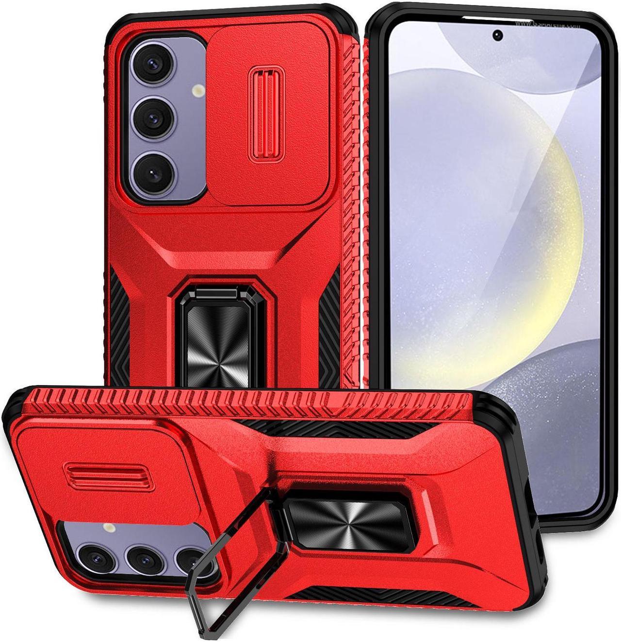 TYJKeJi Case with Stander Fashion Cover KickStand Case For Samsung Galaxy S24 FE (Red)