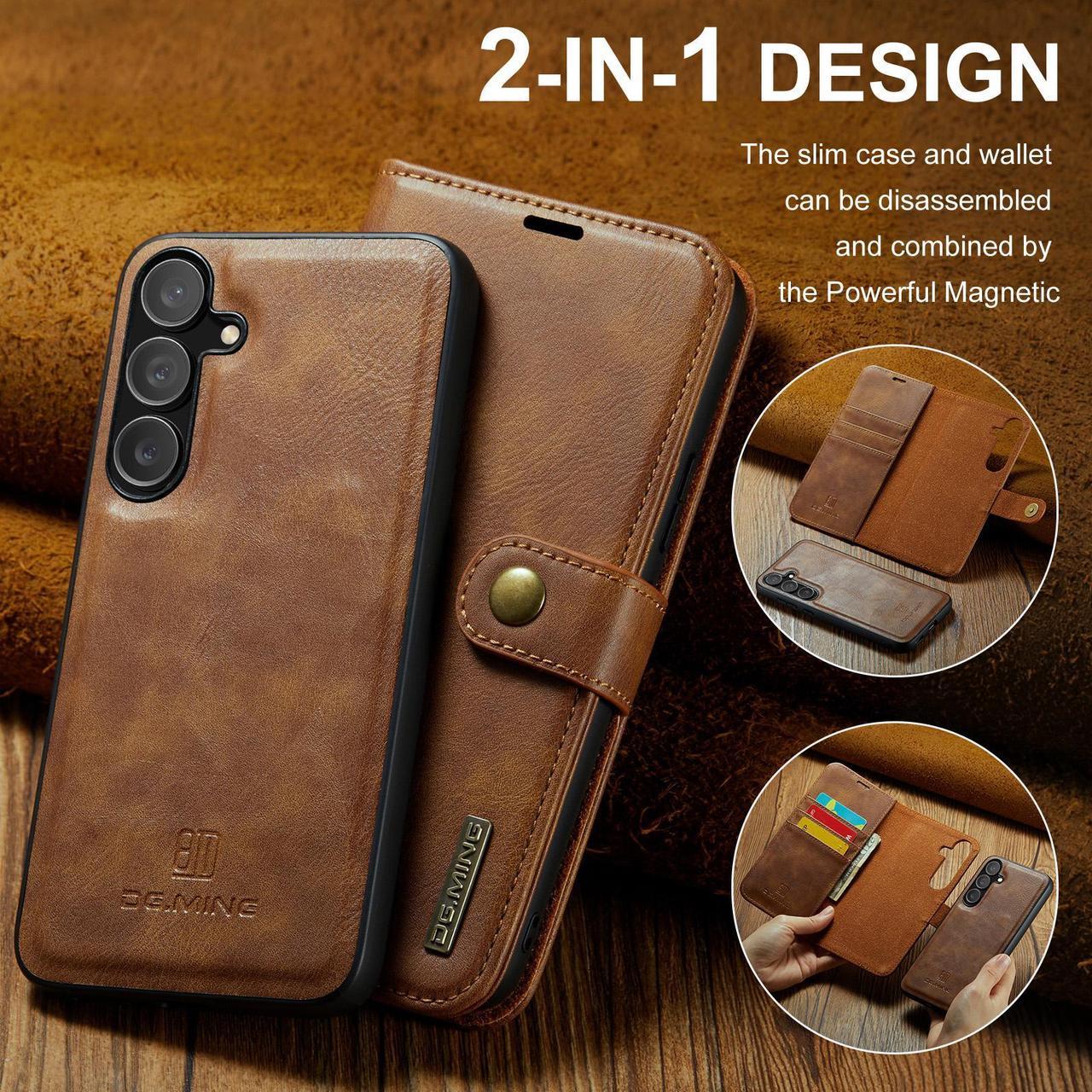 TYJKeJi Case with Holder Fashion Cover Case For Samsung Galaxy S24 FE (Brown)