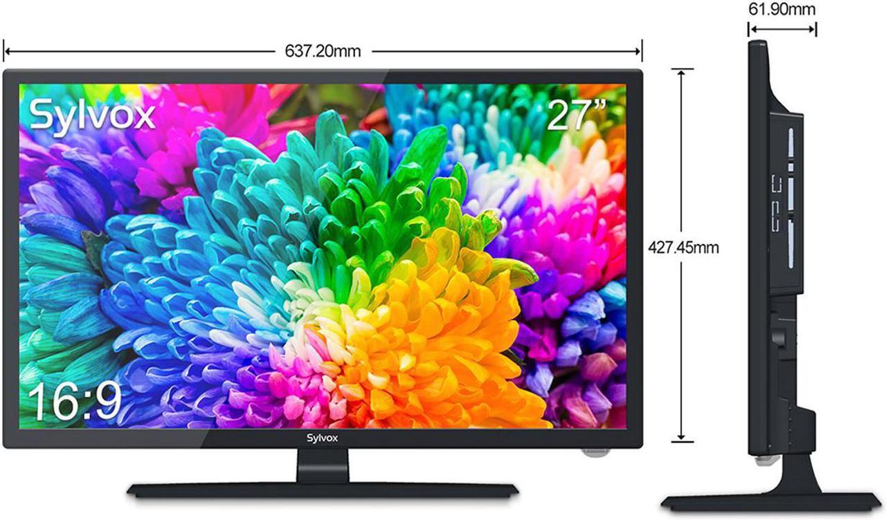 Alt view image 6 of 7 - SYLVOX 27'' 12V Camping TV DVD Combo,1080P HD LED Portable TV with Integrated ATSC Tuner, FM Radio, Audio Out, Hi-Fi Sound Speakers,Suitable for Truck, Travel, Kitchen, Home, Caravan, RV, Marine