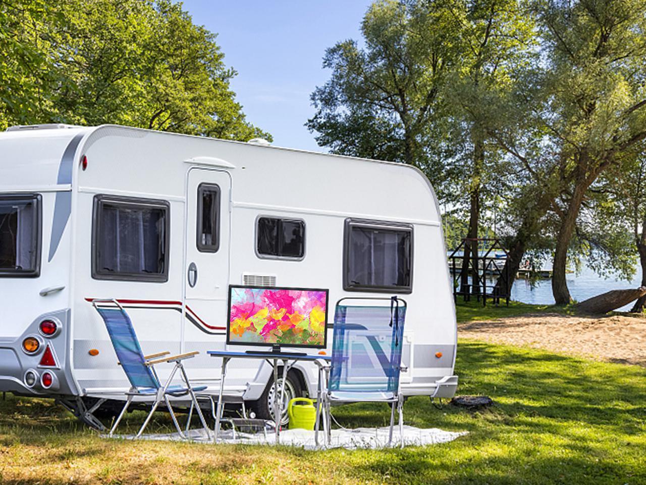 Alt view image 4 of 7 - SYLVOX 27'' 12V Camping TV DVD Combo,1080P HD LED Portable TV with Integrated ATSC Tuner, FM Radio, Audio Out, Hi-Fi Sound Speakers,Suitable for Truck, Travel, Kitchen, Home, Caravan, RV, Marine