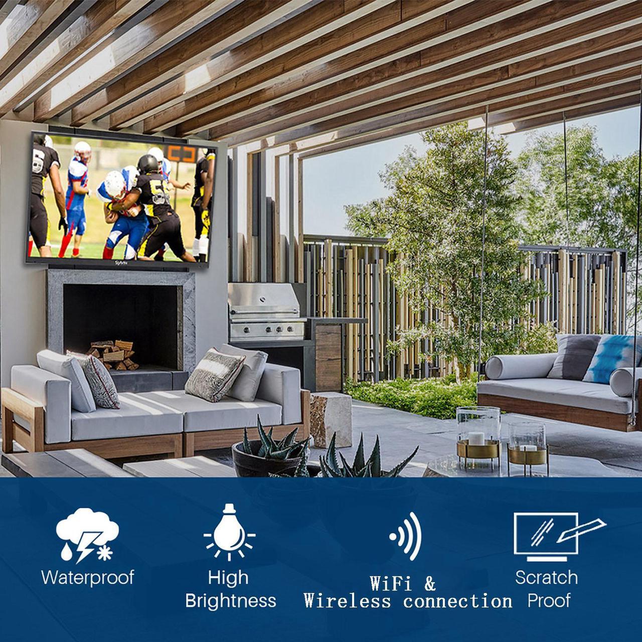 Alt view image 3 of 7 - SYLVOX 43'' Outdoor TV, Smart TV with Bluetooth, Wifi, Dual Speakers, 4K LED Waterproof Television for Outside, Ultra-Thin High Resolution, Suitable for Porch, Patio, Pool, Balcony, Yard(Deck Series )