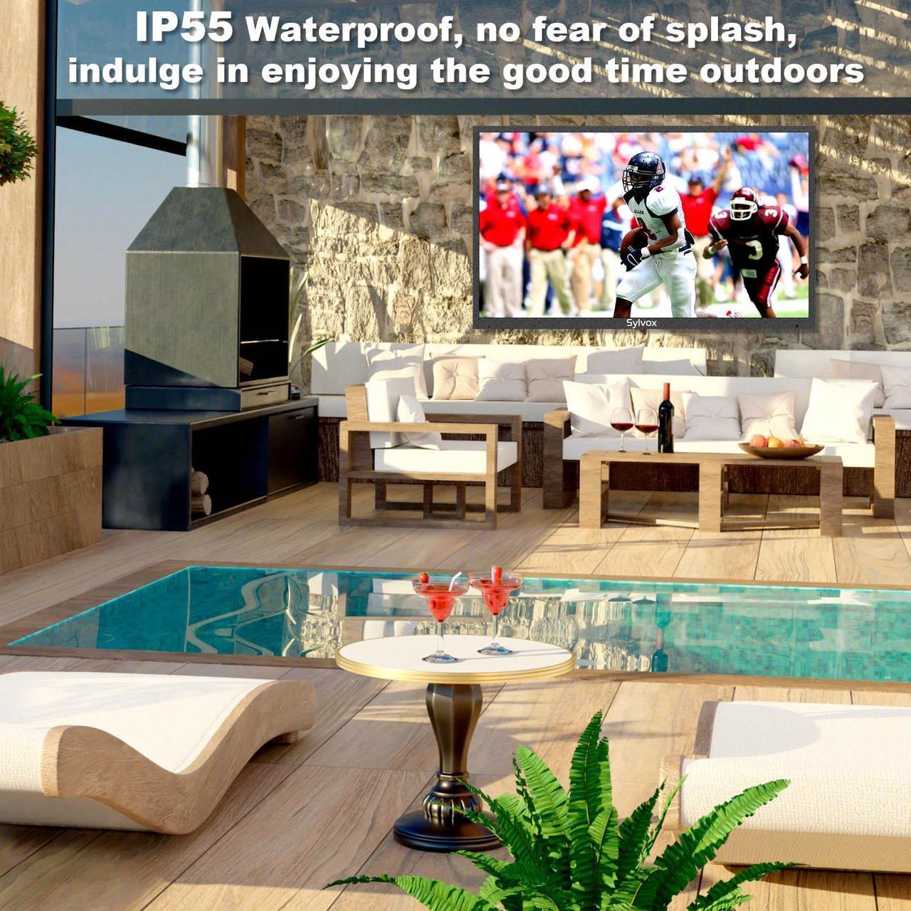 Alt view image 4 of 7 - SYLVOX 43'' Outdoor TV, Smart TV with Bluetooth, Wifi, Dual Speakers, 4K LED Waterproof Television for Outside, Ultra-Thin High Resolution, Suitable for Porch, Patio, Pool, Balcony, Yard(Deck Series )