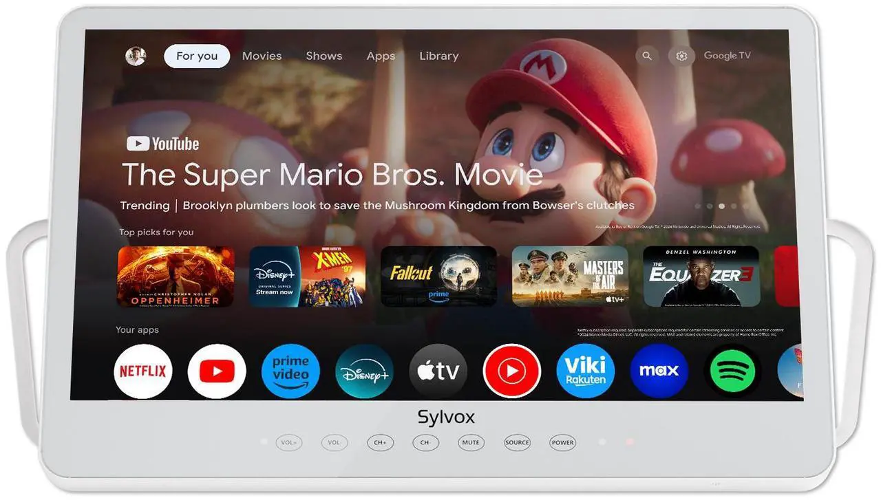 Main image of SYLVOX 15.6'' Portable TV, IP66 Waterproof, 1080P Small Smart Television with Premium Sound and Google Assistant Remote | 4.5-6H Battery, 10000mAh Battery-Powered TV for Kitchen, Camper (NEW)