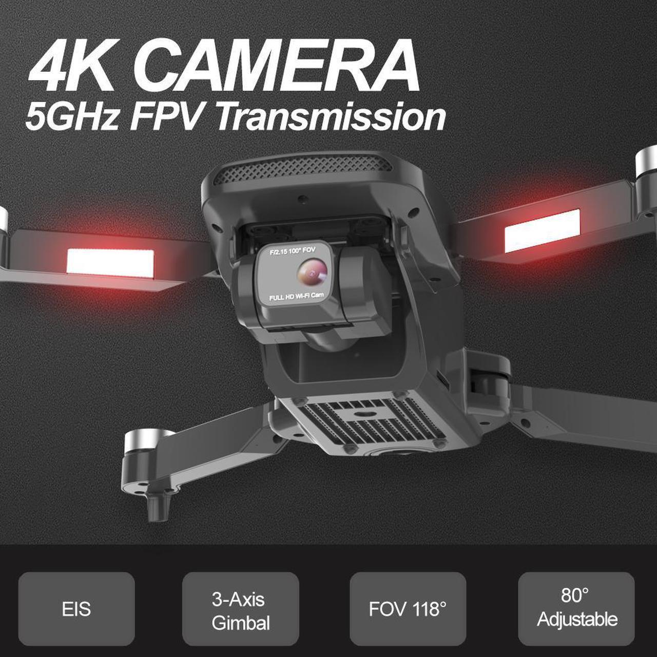 Alt view image 6 of 7 - GPS Drone with Camera 4K,3-axis Gimbal, FPV Quadcopter for Adults , Brushless Motor, 60 Mins Flight Time, Support TF Card,5GHz WiFi Transmission, Follow Me, Auto Return Home