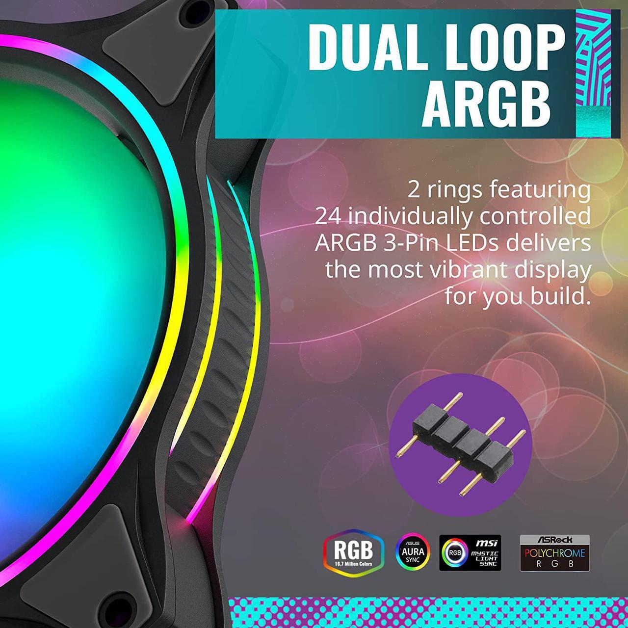 Alt view image 20 of 20 - Cooler Master MasterFan MF140 HALO Addressable RGB 140mm Fan with Duo-Ring ARGB LED Lighting