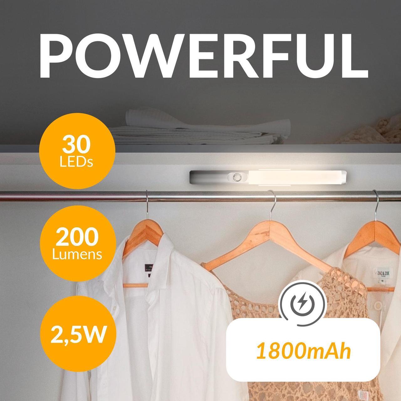 Alt view image 6 of 7 - Momo Lifestyle Motion Sensor LED Light Bar, Momo Glow Rechargeable Portable Under Cabinet Closet Light 1800 mAh 4000K 2.5W